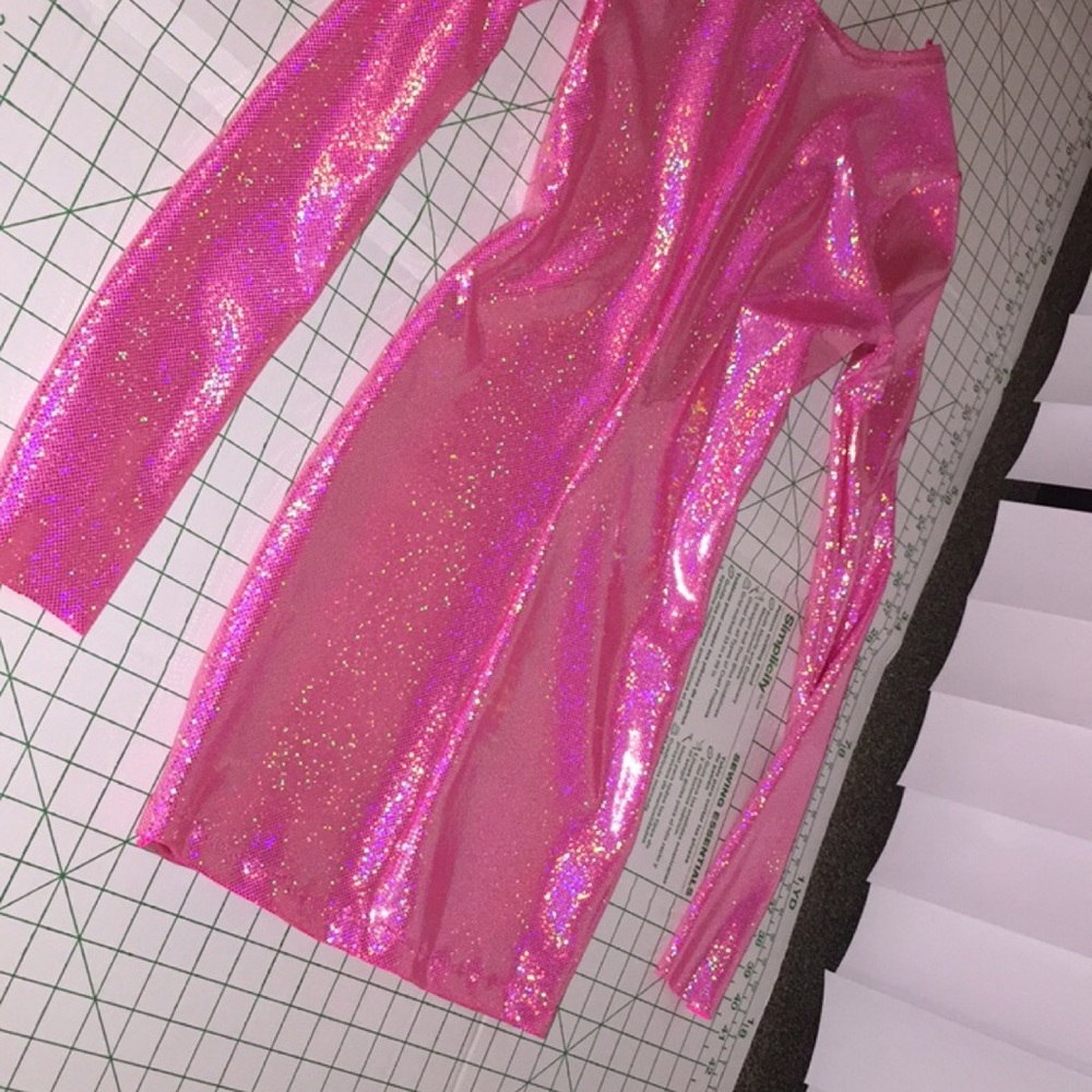Pink glittery spandex dress